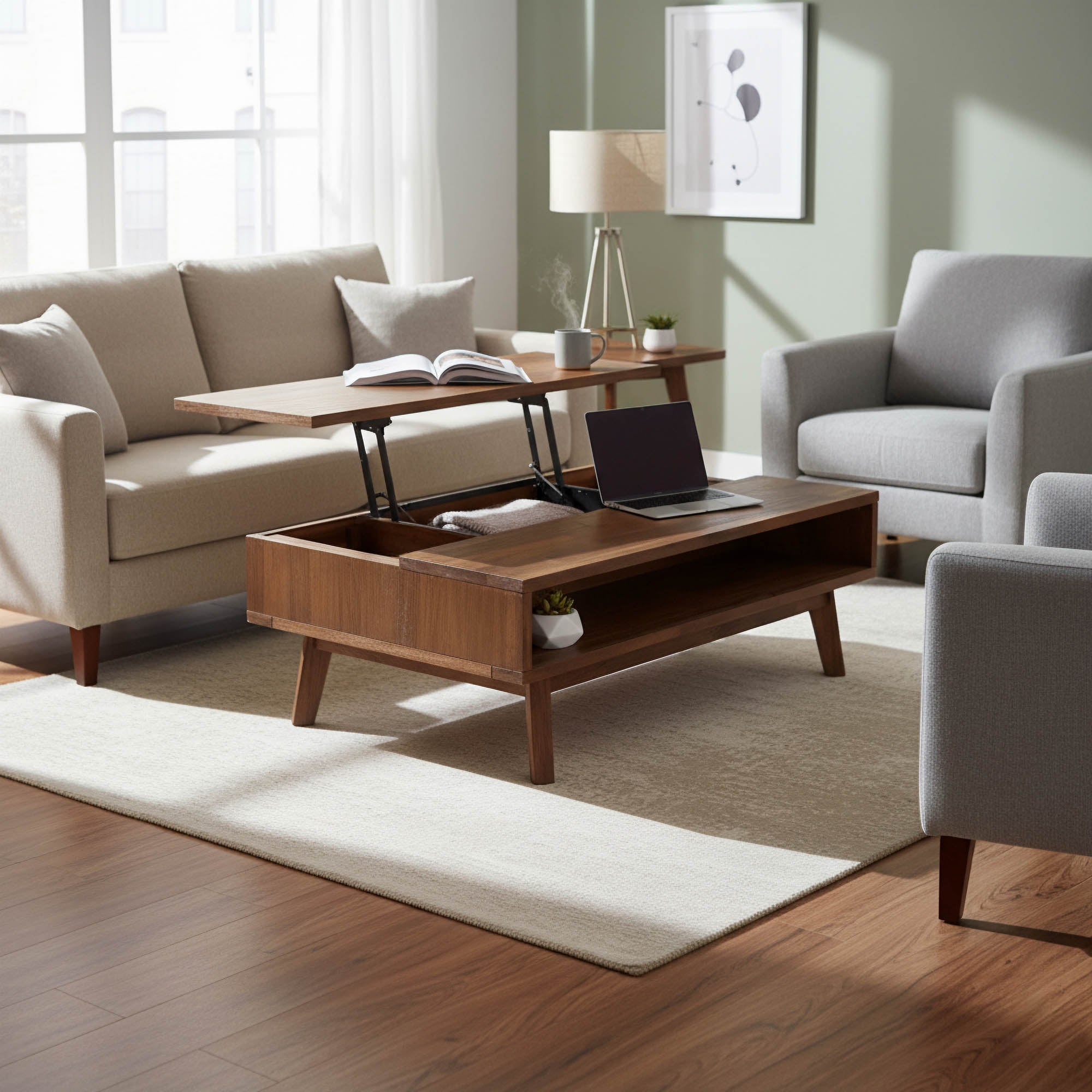Gia Coffee Table w/ Lift Top - Warm Pecan - Image 2
