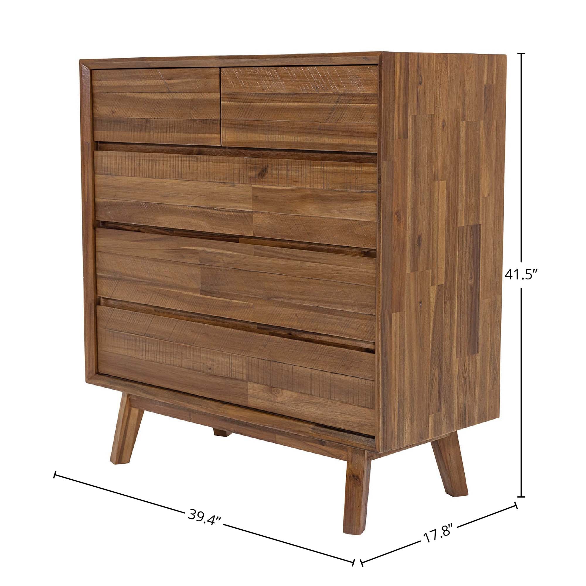Gia 5 Drawer Chest - Warm Pecan - Image 3