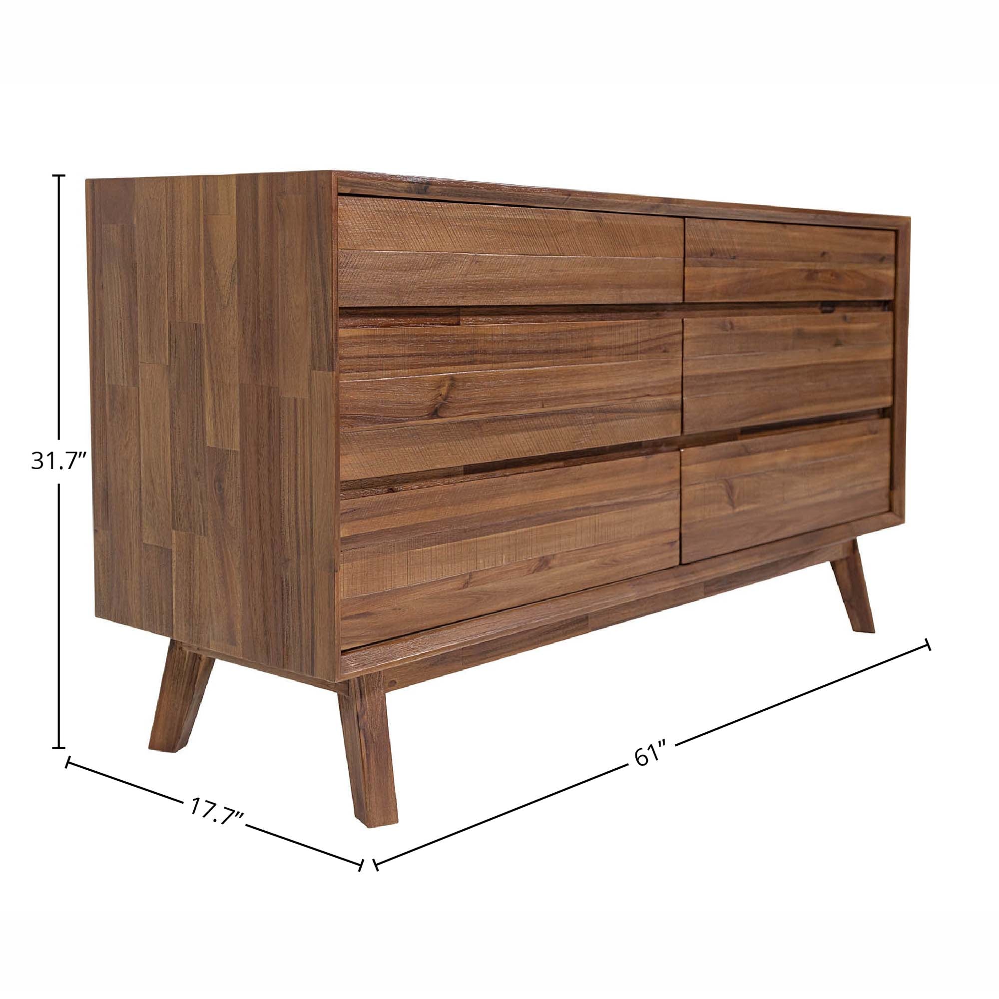 Gia 6 Drawer Dresser - Warm Pecan - Image 3
