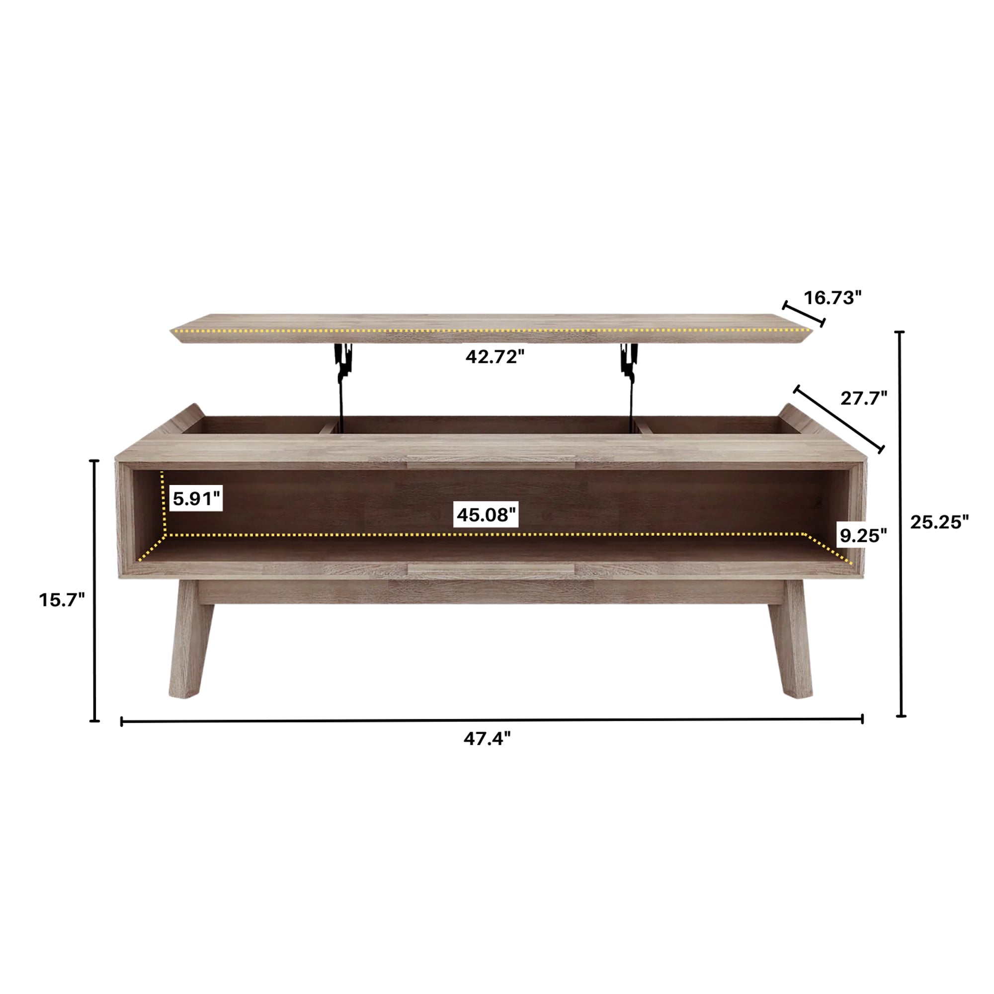 Gia Coffee Table w/ Lift Top - Light Driftwood - Image 3