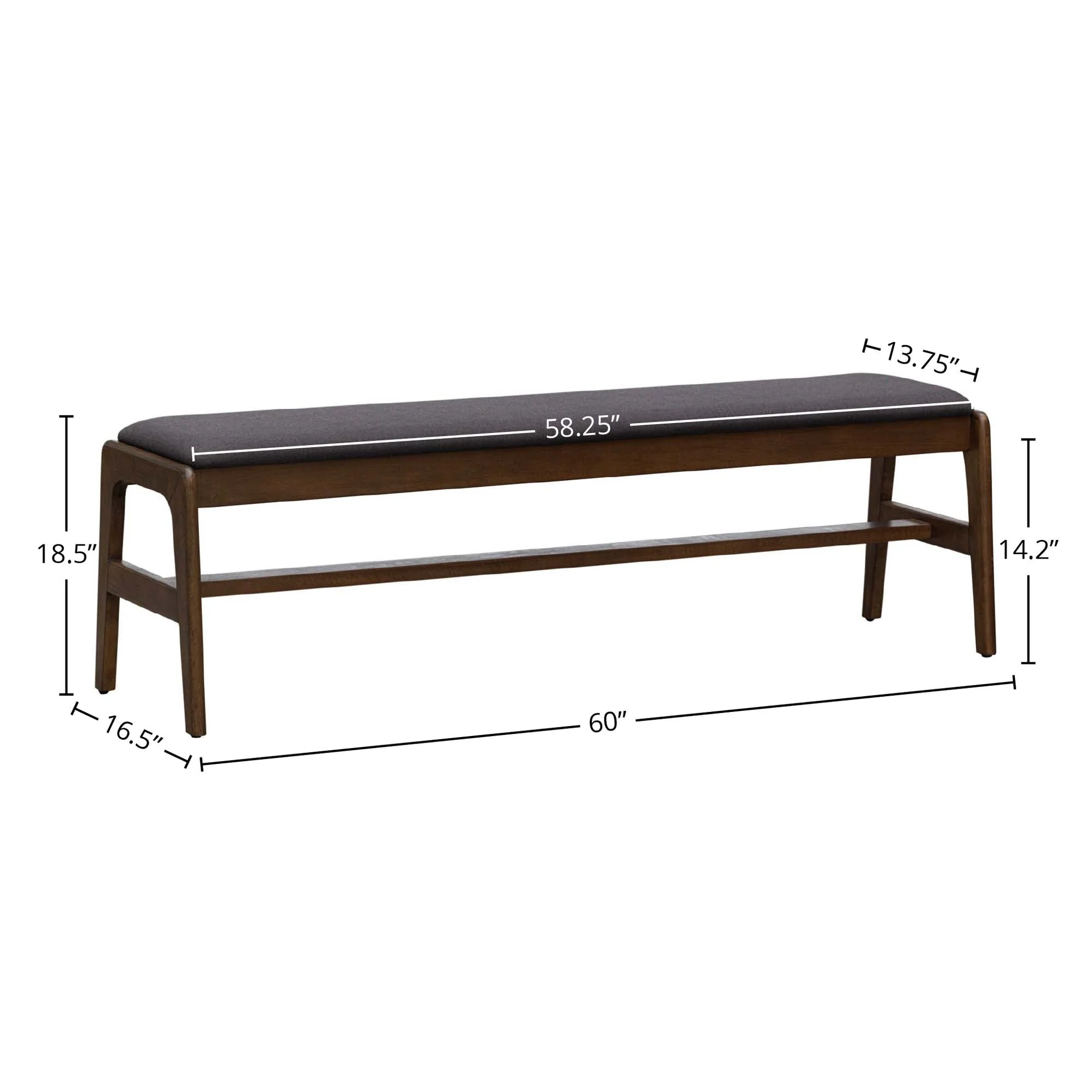 Remix Upholstered Bench - Grey - Image 3