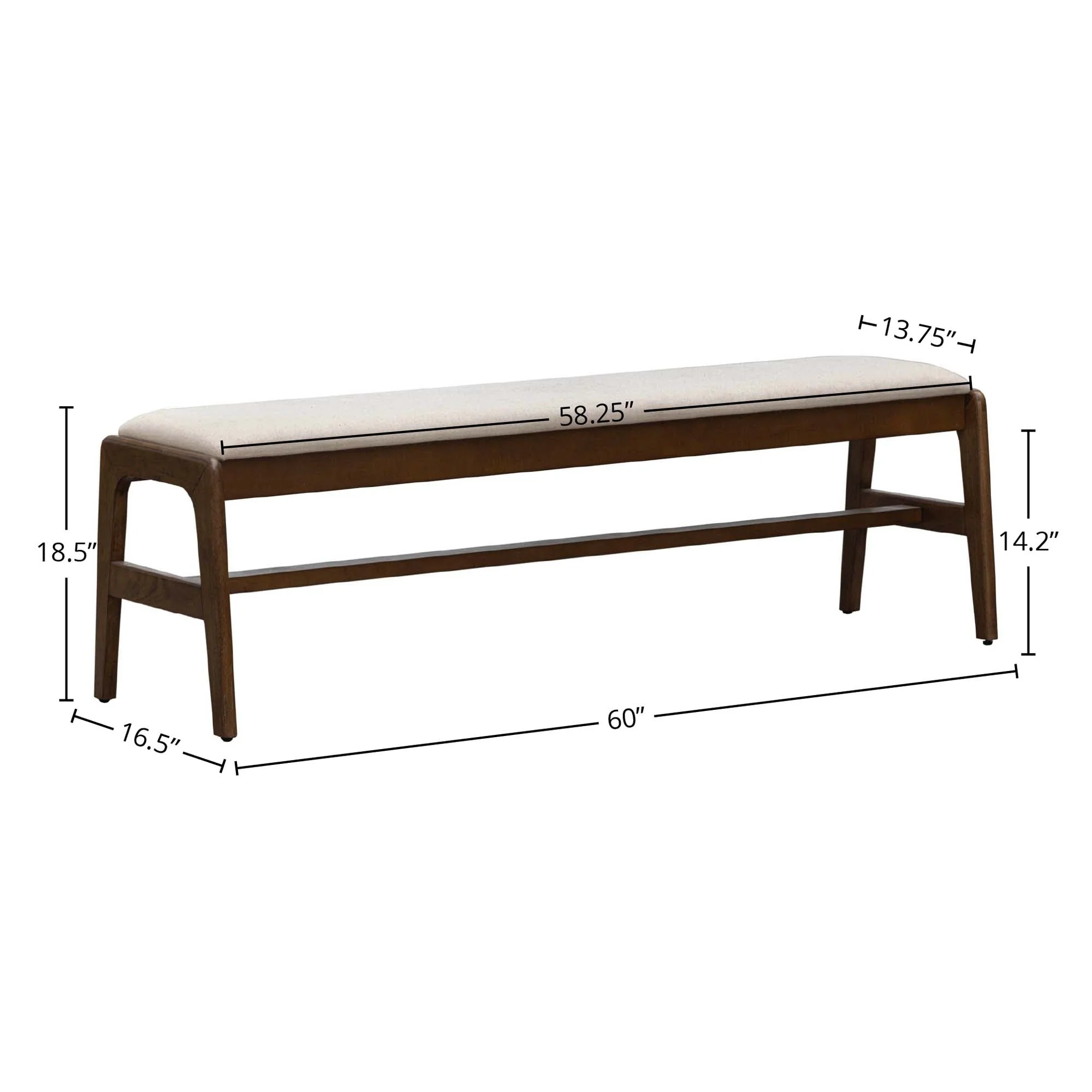 Remix Upholstered Bench - Cream - Image 3