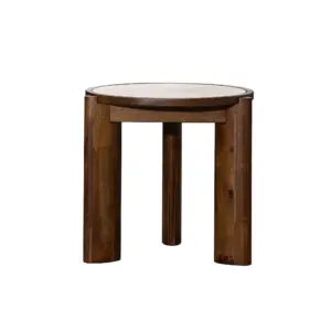 Remix Round Side Table - Travertine